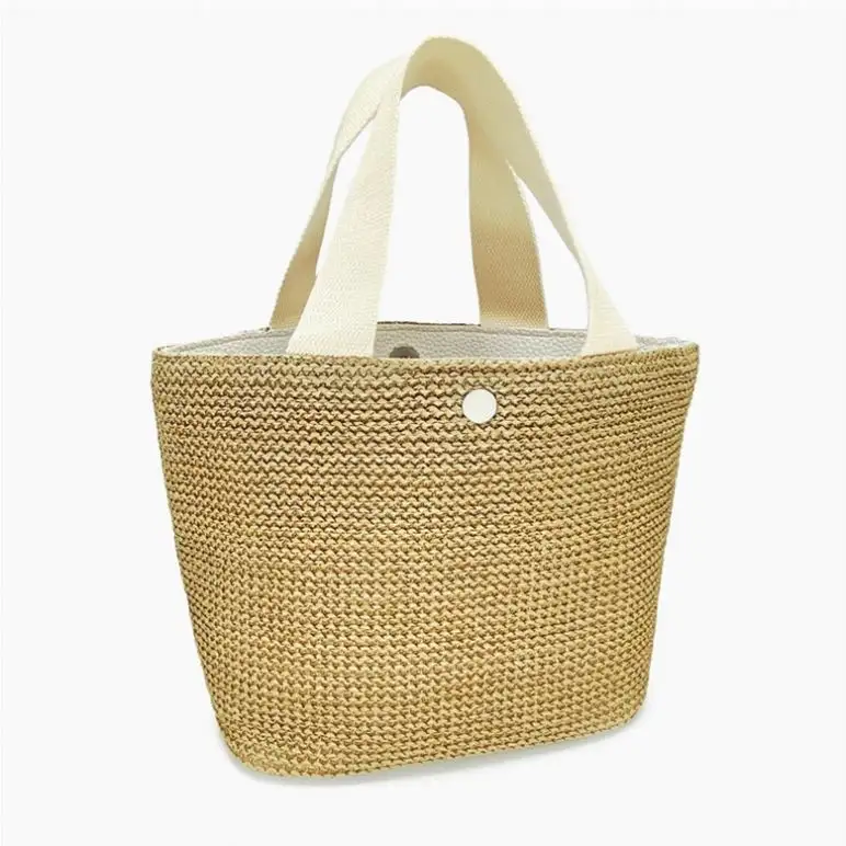 Sac de gelée tissé paille tissu bande citron brillant gilet sacs solide plage mariée en vrac Camping sac à main mignon petit bricolage motif tressé