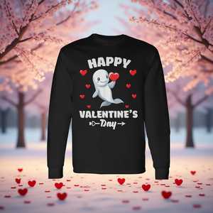 Camiseta de manga larga con diseño de ballena Beluga, diseño de corazones para amantes de los animales, Feliz Día de San Valentín - Product Image 3