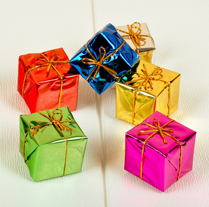 S4 Aluminio Metálico Envuelto Adornos Cajas de Decoración Árbol de Navidad Decoraciones Colgantes Navidad Brillante Mini Cajas Adornos - Product Image 6