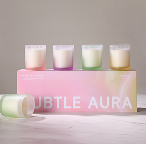 LANJO Juego de 4 Mini Velas Aromáticas de Cera de Soya, Regalo de Lujo Ecológico, Aromaterapia, Decoración para el Hogar, Caja de Regalo, 4x100g, Vidrio Esmerilado - Product Image 1