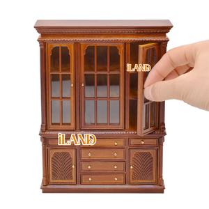 ILAND पैलेस शैली गुड़ियाघर फर्नीचर 1/12 पैमाने, तीन-दरवाजा कलेक्टर कैबिनेट गुड़ियाघर अध्ययन या कमरे में रहने वाले के लिए. - Product Image 2