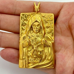 Yunnique – pendentif tête de mort en acier inoxydable, couleur or, design géométrique, collier à la mode pour hommes, Style Punk rétro - Product Image 3