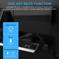 Bouton de contrôle du volume USB pour PC, contrôleur externe de réglage des médias, réglage audio pour ordinateur, compatible avec Win7/8/10/XP/Mac
