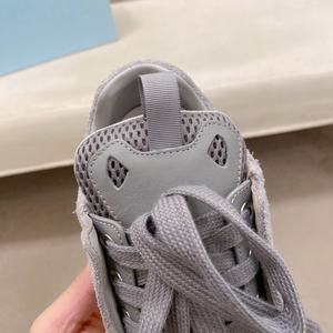 Baskets décontractées grises en tissu éponge avec empiècements en maille perforée, chaussures de skate tendance sur mesure à lacets pour hommes, originales d'usine - Product Image 6