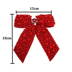 Высококачественный элегантный бант для волос с жемчугом и стразами, однотонный, с широкой лентой, для девочек и женщин, на заказ - Product Image 3