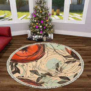 Elegante juego de alfombras con mechones de piel de vaca con borlas redondas para el hogar accesorio decorativo sala de estar dormitorio pasillo patrón rectangular - Product Image 1