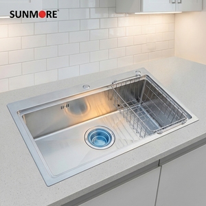 Commercial Handmade 304 Stainless Steel Single Bowl Kitchen Sink Custom Size <b>Brushed</b> Finish OEM Manufacturer - Product Image 1