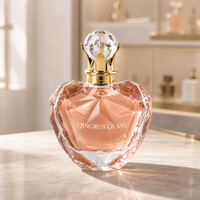 Flacon de parfum en verre vide en forme de cœur avec bouchon couronne facetté pour l'emballage de parfums