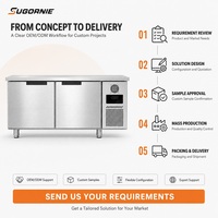 Réfrigérateur de préparation de salades sous comptoir personnalisé 500L en acier inoxydable 304 avec plan de travail, refroidissement par ventilateur, sans givre, pour traiteur, buffet, restaurant