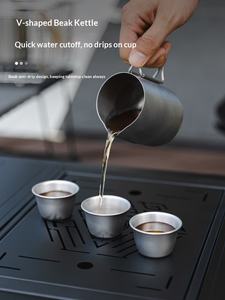 طقم شاي من الفولاذ المقاوم للصدأ 304 للاستخدام الخارجي، مجموعة محمولة لصنع الشاي أثناء السفر والتخييم وشرب الشاي والطهي على الموقد، أدوات وأكواب الشاي - Product Image 5