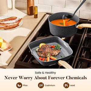 Sang trọng nhôm <span class=keywords><strong>Cookware</strong></span> <span class=keywords><strong>Set</strong></span> với không dính gốm cổ điển nhà bếp Pan soong có tính năng tùy chỉnh logo Glass Nắp - Product Image 3