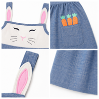 Robe sans manches pour filles, collection Pâques, 2-10 ans, en chambray, avec oreilles de lapin brodées et bretelles, vente en gros