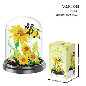 Juguete de Construcción de Bloques de Plástico con Diseño de Planta en Maceta y Cubierta Protectora, Serie de Flores Eternas - Product Image 6