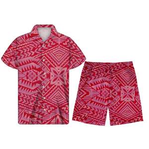 Camiseta <span class=keywords><strong>de</strong></span> talla grande <span class=keywords><strong>para</strong></span> <span class=keywords><strong>hombres</strong></span>, conjunto <span class=keywords><strong>de</strong></span> pantalones cortos <span class=keywords><strong>de</strong></span> playa con diseño <span class=keywords><strong>de</strong></span> tatuaje samoano polinesiano, azul oscuro, personalizado - Product Image 3