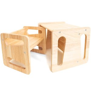 Juego de Mesa y Silla de Madera Maciza Montessori para Niños Pequeños, Muebles Infantiles de Madera Auténtica - Product Image 1