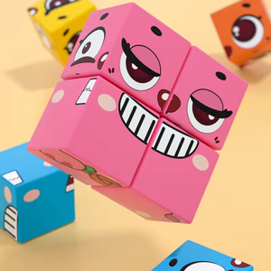 بطاقات كرتون مطابقة لتغيير الوجه كتل سحرية تكديس مكعب ألعاب خشبية - Product Image 5