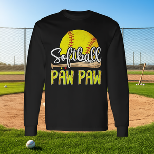 Camiseta de manga larga Softball Paw Paw, de algodón, con estampado digital, informal, para adultos, para el día del partido deportivo - Product Image 3