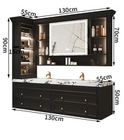 Meubles en bois de luxe Armoire de salle de bain Ensemble de toilettes Coiffeuse en contreplaqué avec miroir et lavabo Armoire de rangement murale