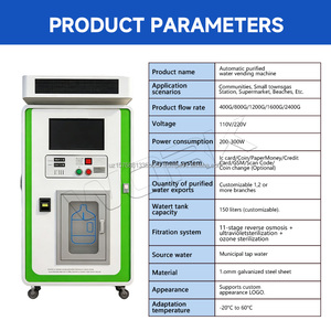 Máquina Expendedora de Agua Cuadrada de Acero Galvanizado para Exteriores, Funcionamiento 24/7, 60L/H, Filtración de 11 Etapas, Ozono/Ultravioleta - Product Image 2