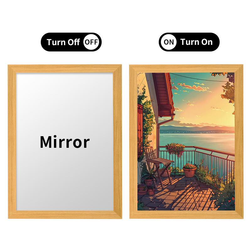wood USB LED mirror photo frame 3
