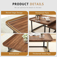 Ensemble de 2 tables basses gigognes, tables centrales carrées en noyer de 23,6 "+19,7" avec bord surélevé, meubles de salon modernes