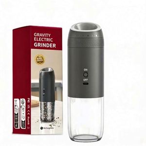 Electric Gravity Salt and Pepper Grinder Set <b>Spice</b> <b>Jar</b> Rechargeable Black Pepper Mill Grinder With Blue Light and Stand - Product Image 1