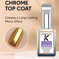 Vernis à ongles en gel chromé avec logo personnalisé, finition sans essuyage, scellant semi-permanent UV/LED, couche de finition OEM en poudre chromée pour ongles