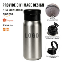 Gourde isotherme en acier inoxydable 16,9 oz avec couvercle à clapet, logo personnalisé, boîte cadeau, thermos de voyage pour promotion, personnalisable