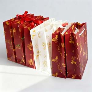 Sacs cadeaux en papier kraft écologiques pour Noël, sacs en papier recyclables avec impression de logo personnalisé pour les commandes en gros - Product Image 1