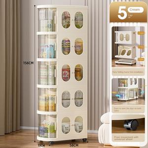 Armoire pliante à volets roulants LYGD, armoire de rangement pliable pour produits pour bébés, grande capacité de rangement et chariot de rangement rotatif - Product Image 5