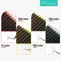 SP Private Label 3D 4D 5D W Forme Cils Brésiliens YY Extensions de Cils Mesh Cilios Tissé à la Main YY Lash Brown Extension de Cils