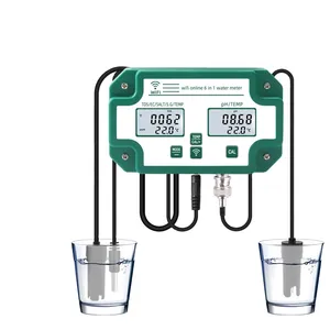 数字WiFi PH EC TDS盐S.G.Temp Meter水质测试仪6合1多功能智能监视器Tuya水族馆应用控制