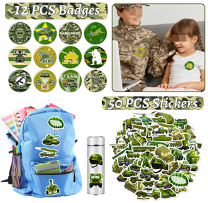 Fournitures pour fête d'anniversaire sur le thème de l'<span class=keywords><strong>armée</strong></span> : Bracelet camouflage militaire, porte-clés, badge, figurine de soldat, autocollants de tatouage, sac cadeau, jouets - Product Image 4