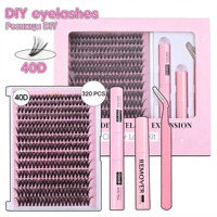 Kit d'extension de cils DIY en gros, bouquets de cils synthétiques faits à la main en faux vison, 8-16mm, cils en éventail, cils individuels