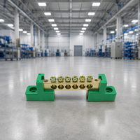Boîtier de distribution vert, bornier de mise à la terre en laiton, barre de terre, borne de connexion pour câble PE, bornier multi-positions