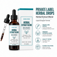 Gouttes liquides à base de plantes personnalisées Ashwagandha Maca Shilajit Zinc Mélange minéral botanique Complément alimentaire Marque privée OEM Vente en gros