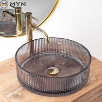 2023 populaire noir rond trempé salle de bain navire Rectangle verre clair au-dessus du comptoir lavabo évier Lavabo