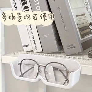 Estante de almacenamiento para gafas montado en la pared, color blanco, resistente a la presión, para escritorio, dormitorio, sala de estar - Product Image 1