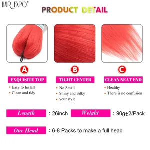 26Inch Easy <b>Braids</b> Hair Synthetic Colourful Pre Stretched Braiding Hair Extensions Jumbo <b>Braids</b> Ombre Yaki Long Straight Hair - Product Image 4