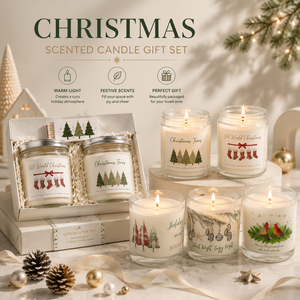 AIKUN <b>Christmas</b> Decoration Glass <b>Jar</b> Soy Wax Scented Candles for Party Scene Layout Home Decor Festive Scented Candles Gift - Product Image 1