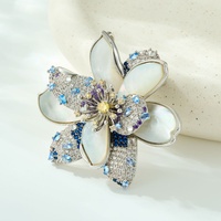 Bros Bunga Multi-petal Berlapis Perak Mewah Kustom Pabrik Grosir, Cangkang Paduan Kuningan, Zirkonia Kubik Multi-warna