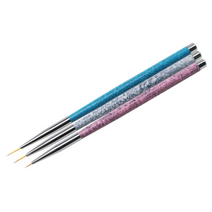 Juego de 3 Pinceles para Decoración de Uñas con Diseño de Mármol y Mango Metálico, Pinceles de Pelo Sintético para Detalles y Pintura de Gel en Uñas - Product Image 1