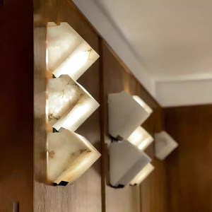 Spanish Marble Copper Wall Lamp <b>Led</b> Wall Mounted Nordic Minimalist Living <b>Room</b> Background <b>Light</b> 1 2 3 Heads White Shade - Product Image 2