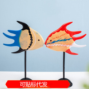 Decoración de Pareja de Peces Besándose Tallados en Madera Maciza, 2 Piezas, Material de Pino, Adorno para Sala de Estar, Regalo para el Día de San Valentín - Product Image 5
