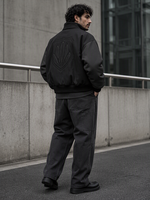 Blouson Bomber Homme AW27 en PU, Style Vintage Streetwear, Fermeture Éclair, Motif Brodé sur le Dos, Doublure Coton, Automne