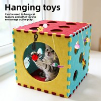 Jouet pour chat, coussin interactif en peluche avec clochette et plumes, pour usage intérieur