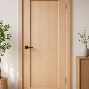 Puerta Interior Moderna de Madera de Pino Sólido de Primera Calidad con Acabado Natural para Apartamentos, Hoteles y Villas - Product Image 1