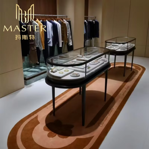 <span class=keywords><strong>Vitrine</strong></span> ovale de luxe autoportante en verre noir élégante MASTER avec éclairage LED – Présentoir à bijoux haut de gamme - Product Image 3