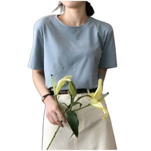 T-shirt en coton écologique de couleur unie décontracté respirant de haute qualité T-shirt recyclé personnalisé pour les femmes - Product Image 1