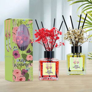Difusor de caña de 100ml nuevo estilo personalizado fragancia de Perfume para el hogar de lujo Arom Stick flor seca juegos de difusor de caña cuadrada - Product Image 1